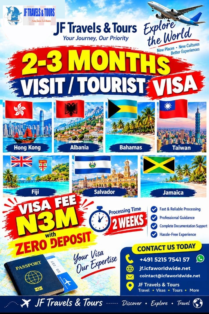 2–3 Months Visit / Tourist Visa — Hong Kong, Albania, Bahamas and More